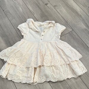 Elegant Cream Kids Dress with Lace Details